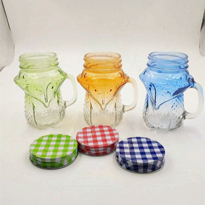 Giá bán buôn Fox thiết kế 450ml <span class=keywords><strong>Mason</strong></span> Jar Mugs <span class=keywords><strong>Mason</strong></span> Jar vuông miệng rộng <span class=keywords><strong>Mason</strong></span> lọ - Product Image 5