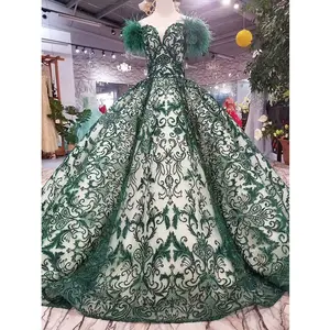 Vestido de novia luminoso de la Unión verde del cordón Imperial de Ucrania