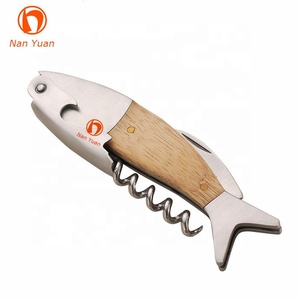 <strong>Bar</strong> <strong>Tools</strong> Selling Customized logo Fish 3D Wooden Handle Fish Shaped Wine Opener Corkscrew - Product Image 6