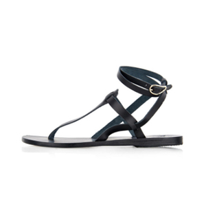 Nouvelle tendance estivale, mode décontractée, vente en gros de sandales plates à lanières noires avec logo personnalisé pour femmes, chaussures - Product Image 1