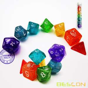 Set di Dadi Poliedrici Bescon Unicorns Rainbow Sparkled per D&D, Set di 7 Dadi Colorati per Giochi di Ruolo RPG - Product Image 2