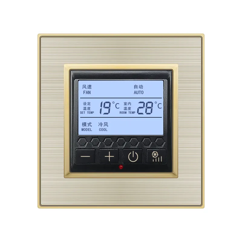 FIKO Wall type 86 golden wire drawing concealed panel air conditioning temperature control switch for hotel or apartment