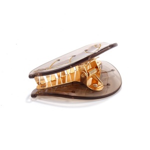 De moda de las mujeres del pelo antiguo accesorios diamante pelo garras Clips transparente en forma de hoja de oro de Metal de la garra del pelo - Product Image 3