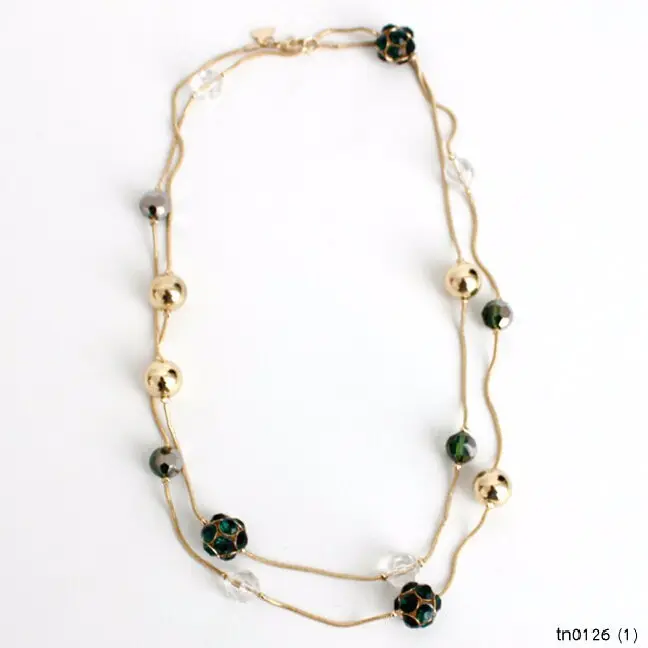 Newest 2015 Handmade Double Layered Large Emerald Ball Necklace Jewellery Manufacturers From China