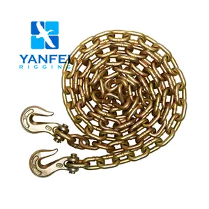 Factory Heavy Duty hot dip Galvanized Grade 70 transport tow Chains Assembly with Clevis Grab Hooks Binder towing Chain