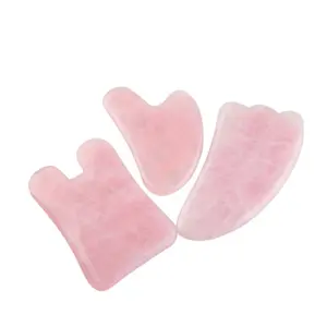 Corpo Placa de Quartzo Rosa Pedra Jade Gua Sha Raspagem Massagem Tool Set