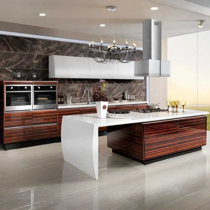 Wood Veneer Lacquer Acrylic Guangzhou Wholesale export Appliance Custom Kitchen Cabinet Door board Furniture