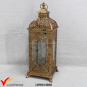 Luckywind Square Vintage Gold Metal Glass Wholesale Moroccan <strong>Lantern</strong> - Product Image 6