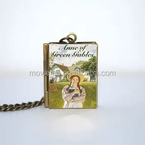 Anne Of Green Gables Boek Medaillon Ketting zilver & brons tone