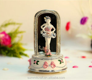 Espejo diseño resina rosa muchacha de la bailarina caja de música - Product Image 1