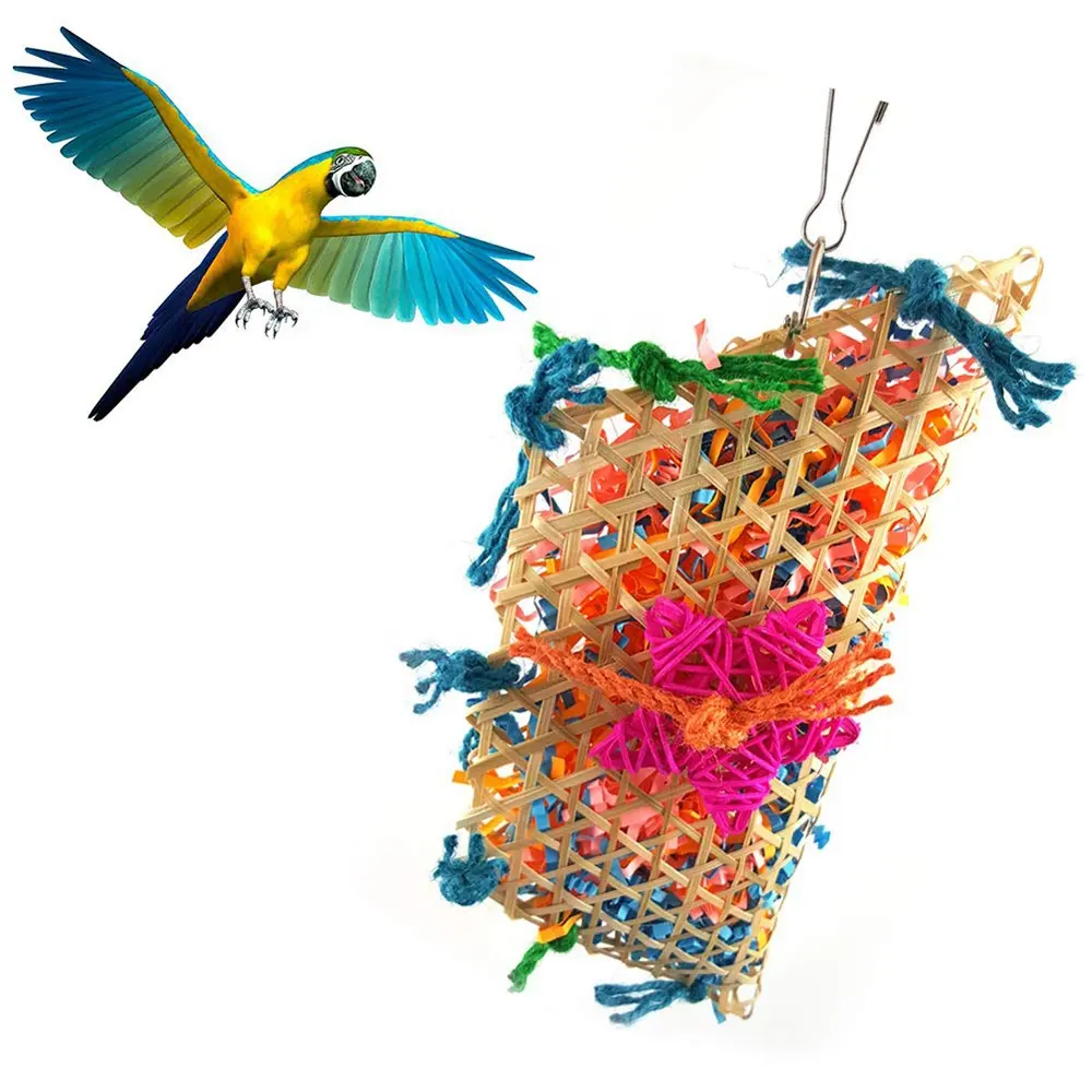 Parrot Toy Parrot Bird Pull Bites Climb Chew Toy Colorful Hanging Strip Rope Pet Cage Decor - Random Color