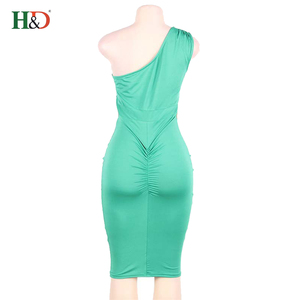 H & <span class=keywords><strong>D</strong></span> personalizado verde mujeres vestido de hombro vestido último diseño de falda larga 2018 con precio de fábrica - Product Image 5