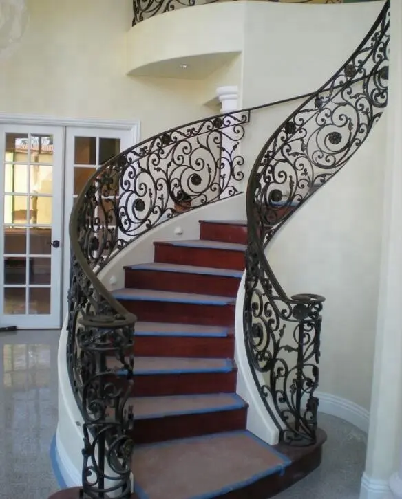 Barandilla Simple de hierro forjado, diseño de Barandilla de escalera de hierro forjado para interiores, Barandilla de escalera