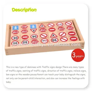 Cheap Price Wooden Toy For Kids Educational Traffic-sign Wooden Dominoes