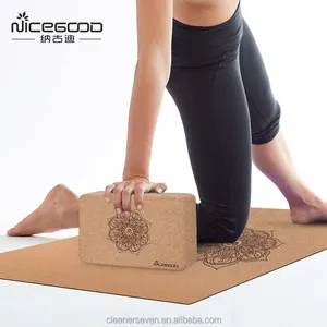 Nicegood conjunto colorido personalizado, conjunto de blocos de yoga personalizado, 1 esteira de yoga e 2 impressão personalizada, logotipo durável