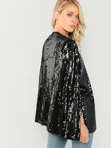 <span class=keywords><strong>Blazer</strong></span> formel pour femmes, <span class=keywords><strong>cape</strong></span> à sequins à devant ouvert, de haute qualité, OEM - Product Image 2