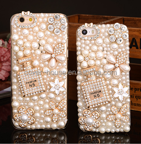 Luxury Women Design Bling Diamond Pearl Cell Phone Case for iPhone X 8 8 Plus 7 7Plus Soft TPU PC Crystal Back Cover Case