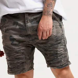 Men's Summer Style Knee Length Jeans Destroyer Short Camo