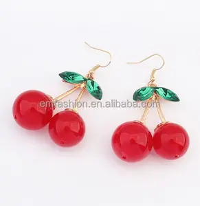 Fashion Jewelry Korean Style Lovely Cherry Women girls Alloy Earring Cherry Necklace