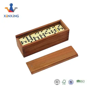 Dominó duplo seis e dominó de madeira, conjunto colorido com caixa de madeira e jogo domino com 28 peças