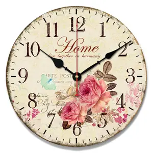 Rétro Antique Décoratif Créatif Personnalisé En Bois MDF Cadran Horloge pour Imprimer