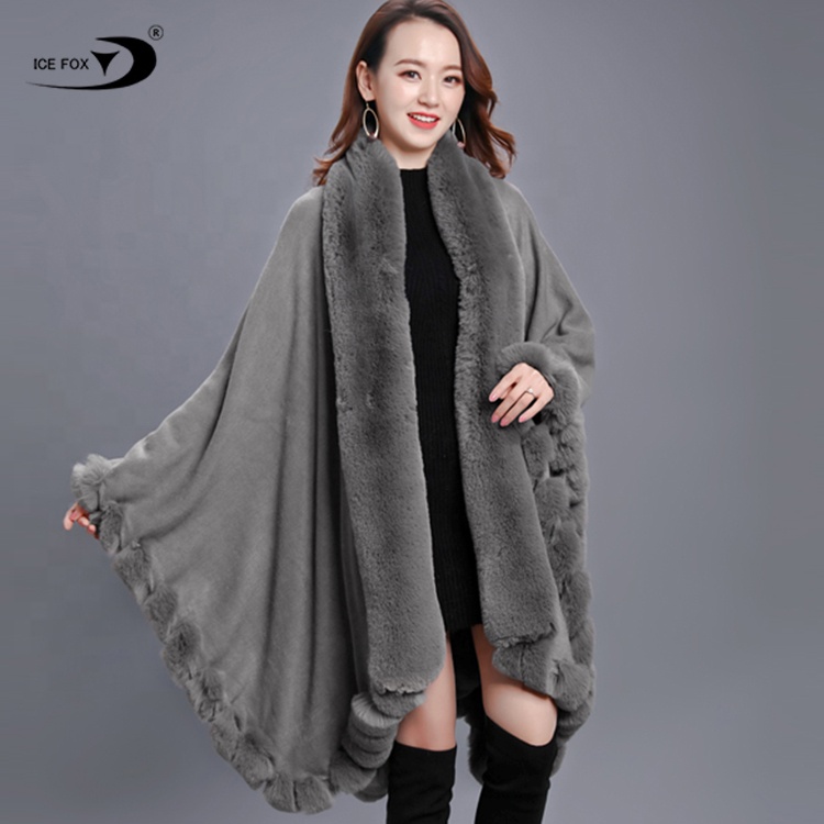 Женская зимняя длинная шаль, пальто из кроличьего меха, свободные шали и палантины, плащ большого размера, шаль из пашмины