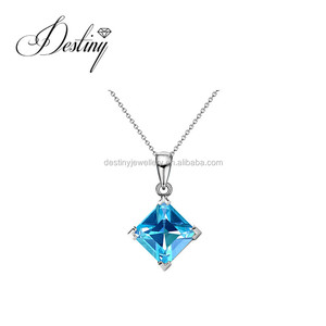 Dasini moda matrimonio collana quadrata impreziosita da cristalli <span class=keywords><strong>Swarovski</strong></span> gioielli in argento Sterling <span class=keywords><strong>ciondolo</strong></span> 925 per donna - Product Image 6