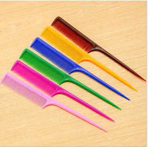 Trendy Solan Rail Comb Mix Colors Barber Tail Comb Hair Styling Professional Pointed Rat Tail Hair Tools