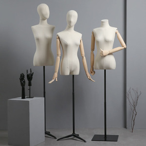 XINJI Fashionable Upper Body Manikin Fabric Covered <strong>Female</strong> <strong>Mannequin</strong> <strong>Torso</strong> <strong>With</strong> Head - Product Image 3