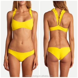 Sıcak kore çıplak kadın Bikini Custom Made seksi olgun fırfır Bikini kadın için