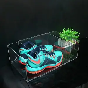 厂家直销定制透明有机玻璃鞋柜陈列柜透明滑动丙烯酸运动鞋运动鞋鞋盒