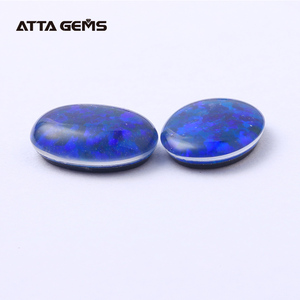 K14 <span class=keywords><strong>azul</strong></span> Oval Cut 9X7mm verde ópalo sintético opal gemstone <span class=keywords><strong>precio</strong></span> doublet opal - Product Image 2