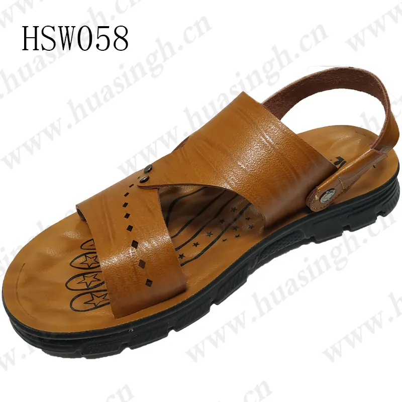 XC Fashion Brown Open-toe Men Beach Shoes Not Grind Foot PU Sole Ex-large Size Sandals With Adjust Belt HSW058