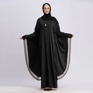 Thời Trang Tay Áo Lớn Bướm Phía Trước Mở Abaya 2019