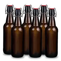 500ml 16 oz ev kehribar cam bira şişeleri ile Flip salıncak üst kapaklar