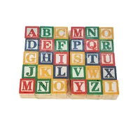 30 עץ אלפבית בלוקים לערום ABC מכתב צבעים עץ בלוקים לפעוטות