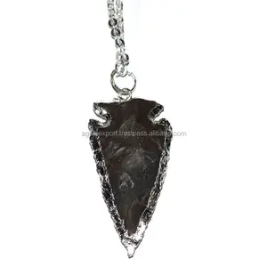 หินคริสตัลธรรมชาติหินอาเกต Arrowheads สีเงิน Electroplated - Product Image 1