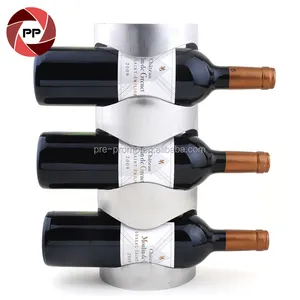 Grosir Pemegang Botol Anggur Tampilan Dekoratif Logam untuk 3 Botol