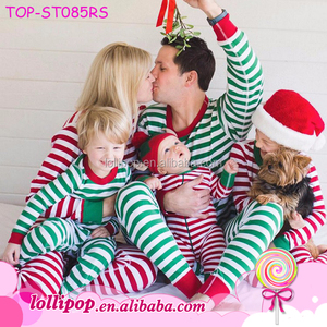 Conjunto de Pijamas de Natal para Família em Atacado, Pijamas de Dormir em Listras Vermelhas e Verdes para Crianças - Product Image 5