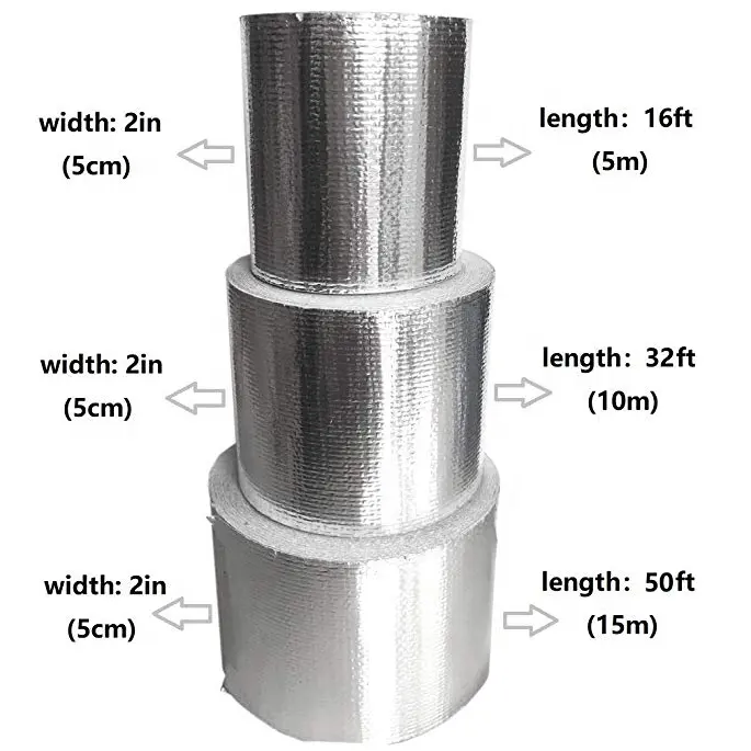 Zilver/Goud Aluminiumfolie Gecoate Glasvezelstoffen Met Kleefband Reflecterende Rol Voor Inlaatpijp