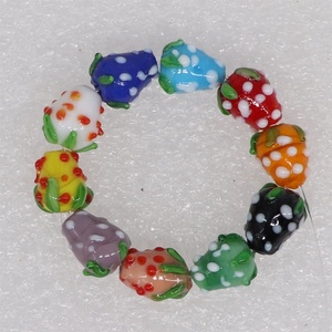 Foodie Kawaii Berry Cabochons Handmade Lampwork Glass Fruit Beads Kids' Fashion <strong>Jewelry</strong> <strong>Supplies</strong> in Juicy Strawberry Color - Product Image 2
