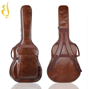 40 inç 41 inç su geçirmez PU gitar sırt çantası kalınlaşmış yastıklı gitar taşıma çantası Gig Bag için 40 / 41 inç kahverengi