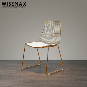 WISEMAX FURNITURE Mobilier de salle à manger classique, mobilier de luxe moderne, vente en gros, chaise de loisirs, chaise en fil métallique doré <span class=keywords><strong>Bertoia</strong></span>, chaise Lucy - Product Image 2