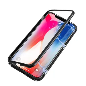 Magnetic Adsorption Double Sides Front Back Glass Flip Case For iPhone X Xr Xs Max 11 12 13 14 Transparent Phone Thin Full Cover