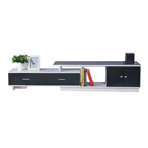 Hotel Simple Style MDF WOod Living Room Furniture tv stand with tempered glass