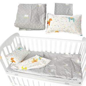 Gris personalizada corona patrón de algodón súper suave bebé cuna babi juegos de ropa de cama para niño - Product Image 2