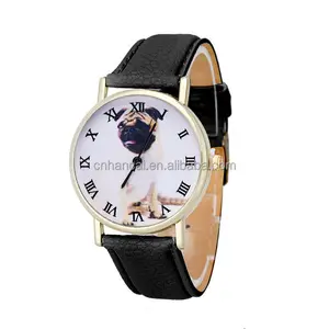 Fashion Casual Orologi Vestito Per Le Donne DELL'UNITÀ di elaborazione di Fascia di Cuoio Del Cane Del Modello Al Quarzo Vogue Orologio Da Polso relogio feminino hombre Calda