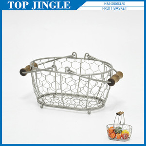 <b>Large</b> mesh brown groceries <b>basket</b> with rubber wooden handle - Product Image 6