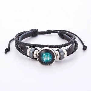 Moyamiya Time Gem Fashion Charm Bracelet Cuerda de cuero trenzada con horóscopo del zodiaco para mujeres y hombres Mercado en línea Producto - Product Image 5