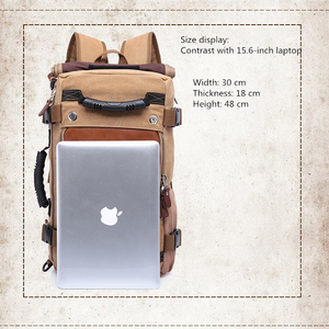 <span class=keywords><strong>Mochila</strong></span> multifuncional <span class=keywords><strong>de</strong></span> alta capacidad para deportes al aire libre, bolso <span class=keywords><strong>de</strong></span> <span class=keywords><strong>viaje</strong></span> <span class=keywords><strong>de</strong></span> lona grande <span class=keywords><strong>de</strong></span> cuero Vintage para hombre, para ordenador portátil, venta al por mayor - Product Image 2